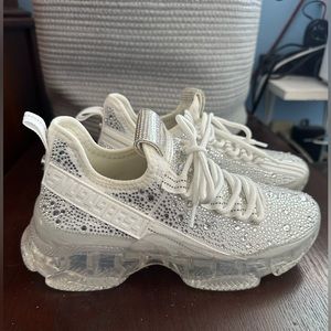 Steve Madden Maxima Rhinestone Embellished Chunky Platform Wedge Sneakers - 6.5